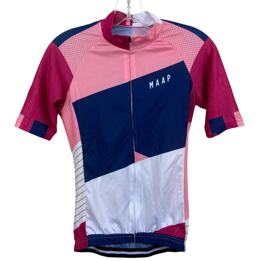 Maap Detour Pro Women's Full Zip Cycling Jersey Small Pink Blue White